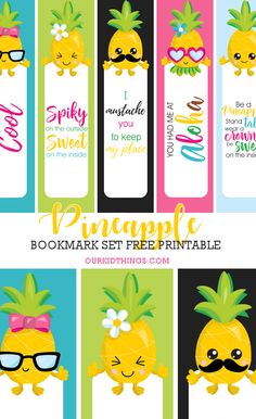 pineapple bookmarks with different designs