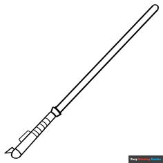 a black and white line drawing of a long stick with an arrow on the end