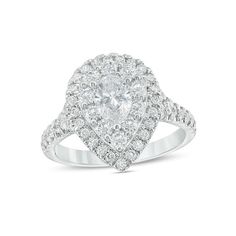 a pear shaped diamond ring on a white background with the words love's destiny written below it