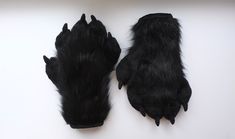 Hello :) Thank you for visiting my small paws shop!  This listing is for black five fingered paws. I am personally in love with this design and hope you like them too :)   PADS are black and are well stuffed and finished with a zigzag. This makes pads look nice and secure.   CLAWS are sewn from minky fabric (black color). I stuff them really well!  LINING is soft and made of 100% cotton.   FINGERS are stuffed as well and very flexible.  ✮⋆  SET OF PAWS - if you want feet paws of this design for a set let me know!  These paws are always come in one size and fit all type of hands. The length is about 32 cm = 12,5 inches.   CUSTOM ORDERS - I am opened for your fursuit paws commissions. I can make five finger paws or four finger hand paws, feet paws (indoor or outdoor), fur sleeves, paws with Black Paw Slippers, Fursuit Inspiration, Fursuit Paws, Fur Sleeves, Finger Hands, Costume Gloves, Types Of Hands, Five Fingers, Cotton Gifts