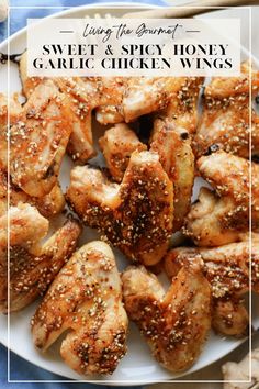 sweet and spicy garlic chicken wings on a white plate