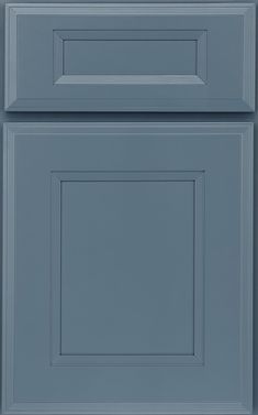 a blue cabinet with two doors and one drawer