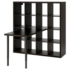 a book shelf with several shelves on each side and one section open to reveal a desk