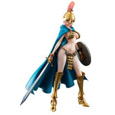 PRICES MAY VARY. Portrait Of Pirates (P.O.P.), the long running series of High-quality figures of the popular One Piece characters! Featuring Rebecca, the Undefeated Woman of the Corrida Colosseum, in her Gladiator of armor Painted Figure. Approx. 8.66" (220mm) in height. [Set Contents] two different expressions, a detachable cloak, and a removable sword Only product with affixed official Bandai Namco label has been thoroughly tested for safety and meets all North American consumer product safet One Piece Portrait, One Piece Rebecca, One Piece Pop, One Piece Series, One Piece Figure, Anime Figurines, Warrior Princess, Action Figures Collection, Figure Model