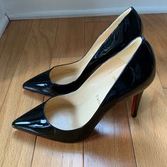 Nwt Never Worn. In Excellent Condition, Slight Scratches On The Sole For Trying Them In The Store. Comes With The Original Box And Shoe Bag. Size 37.5 Sleek Court Shoes With Red Sole And Fitted Design, Fitted Patent Leather Court Shoes With Red Sole, Fitted Black Court Shoes With Red Sole, Louboutin High Heels, Christian Louboutin Pigalle Follies, Multicolor Shoes, Louboutin Pigalle, Christian Louboutin Kate, Black Patent Pumps