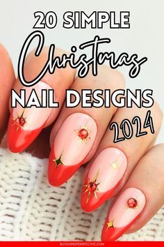 December Nail Designs, Cute Christmas Nail Designs, Simple Christmas Nails, Christmas Gift Nails, Christmas Nails Ideas, Red Chrome Nails, Christmas Nail Art Easy