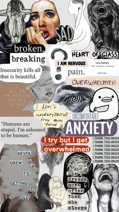 a collage of images with words and pictures on them