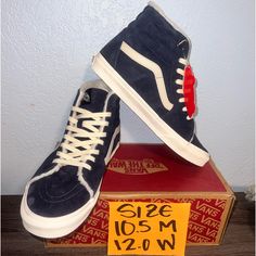 Brand New Authentic Vans With Box And Stickers Attached Same Day Shipping 100% Original Blue Low-top Sneakers For Winter, Navy Casual Skate Shoes For Streetwear, Casual Blue Winter Sneakers, Casual Navy Skate Shoes For Streetwear, Low-top Sneakers For Winter Skateboarding, Navy Casual Vans Sneakers, Casual Suede Vans High-top Sneakers, Casual Navy Vans Sneakers, Casual Vans High-top Suede Sneakers