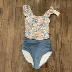 Brand New With Tags! Fitted Light Blue Tankini For Beach Season, Fitted Light Blue Summer Tankini, Fitted Light Blue Floral Print Swimwear, Fitted Light Blue Tankini For Poolside, Fitted Blue Tankini For Spring, Womens Tankini, Tankini Swimsuit, Tankini Swimsuits, Womens Swim