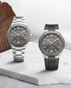 Because two is always better than one, the Riviera 10660 and 10661 offer a contemporary style in 42 or 36mm. Which size will you choose? Riviera 10660 - 10661 Automatic movement, Satin-finished stainless steel case, Slate-grey dial, Scratch-resistant sapphire crystal, Sandblasted titanium bezel, 38-hour power reserve, Fast strap technology - Interchangeable strap system. #BaumeetMercier #Riviera #Since73 #ShapingTime #Watches #CooperJewelers #luxurywatches #swisswatch #njjewelers Slate Grey, Watch Model