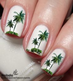 The Package Includes: 1. Palm Beach Tree Nail Art Sticker Wrap (22 Decals per sheet) 2. Instruction You will recieve exactly what you see on the last image of the item. These lovely decals can be applied over any colour and any type of nails such as regular polish, soak off gel, hard gel and acrylic. To check the size of each decal, please see the last image of the item. Easy to apply: 1. Trim, clean and paint your nails in the colour of your choice. 2. Cut the patterns in your desired size in o Palm Tree Nail Art, Vacation Nails Beach, Beach Tree, Tree Nail Art, Palm Tree Nails, Beachy Nails, Fun Nail Colors, Tree Nails, Nail Stickers Decals