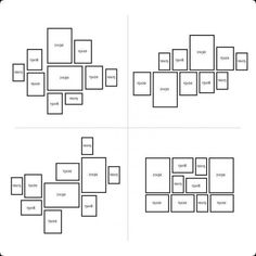 four square frames with the names and numbers on them