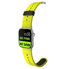 Add the winning combination of style and functionality to your active lifestyle or training sessions with this fluorescent green sculpted smartwatch band. The sweat-resistant silicone, sporty black keeper, and stainless steel pin-and-tuck buckle ensure a comfortable, universal fit. Plus, free Watch Faces that match turn this sport strap into a motivational experience. Casual Sports Digital Watch Wear-resistant, Casual Wear-resistant Digital Watch For Sports, Casual Wear-resistant Sports Digital Watch, Green Sporty Outdoor Watch, Sporty Green Outdoor Watch, Adjustable Sporty Watch Bands For Sports, Sporty Digital Watch With Stopwatch For Sports, Adjustable Sporty Watch Band For Sports, Casual Durable Digital Watch For Sports