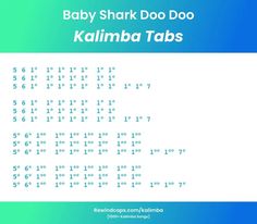 baby shark do doo kalmba tabs with numbers in the middle and bottom