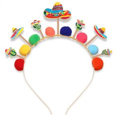 PRICES MAY VARY. ♥ Cinco De Mayo Headband -- Get ready for the 2023 Fiesta season, wearing the best glam headbands! Our Cinco De Mayo hairbands features a gold hair hoop decorate with cute enamel Mexican elements, like Pinata, sombrero hat, cactus, avocado, bold letter Let's Fiesta, colorful poms and so on. These lovely fiesta headband is definitely a great choice to use for your Mexican Cinco de Mayo look, at the parade! ♥ Mexican Hairbands for Women -- Add a touch of whimsy to your Fiesta outf Adjustable Novelty Headpieces For Carnival, Novelty Adjustable Headpiece For Carnival, Fun Adjustable Carnival Headpiece, Novelty Adjustable Headband For Carnival, Adjustable Novelty Headband Costume Hats, Adjustable Novelty Costume Headband, Fun Adjustable Headband, Adjustable Multicolor Headband For Party, Spring Multicolor Adjustable Hair Accessories