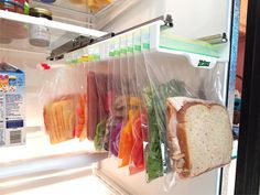 Zip n Store - Your Refrigerator Organizer Bins - Seal-top Bags Easy Fridge Organizer - Organizes 10 Bags Big Refrigerator, Fridge Cabinets, Craft Organisation, Bag Rack, Best Refrigerator, Fridge Shelves, Rv Organization, Fridge Organisers, Refrigerator Storage