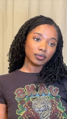 Twists For Black Women Natural Hair, Simple Hairstyle Black Women, Black Women Mini Twists, Marley Twists On Short Hair, Twists Bob Black Women, Medium Length Mini Twists, Goddess Mini Twists, Mini Twists With Curls, 4c Natural Twists