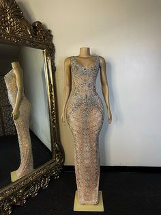 Tyra Mesh Diamante Evening Dress (Rhinestones) - AMEKANA.COM After Wedding Party, Dinner Party Birthday, Party Wedding Reception, Date Night Dinner, The Ballet, Dress Classy, The Theatre, Rhinestone Dress, Reception Wedding