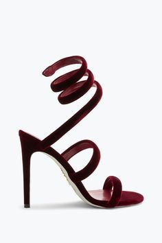 Cleo Velvet Ruby Red Sandal 105 Burgundy Open Toe Sandals For Evening, Luxury Red Sole Sandals For Gala, Elegant Burgundy Sandals For Party, Luxury Burgundy Heels For Evening, Luxury Burgundy Heels For Party, Luxury Burgundy Party Heels, Jeweled Sandals, Sandal Platform, Red Sandals