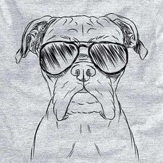 a drawing of a dog wearing sunglasses