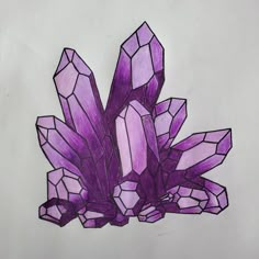 a drawing of purple crystals on a white background