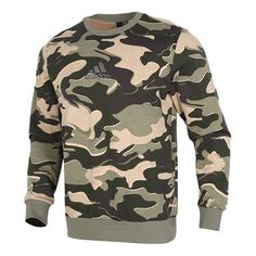 Fall Camouflage Crew Neck Sweatshirt, Camouflage Sweatshirt For Winter Outdoor Activities, Green Adidas Sweatshirt For Winter, Casual Camouflage Sweatshirt For Outdoor Activities, Casual Camouflage Tops For Outdoor Activities, Adidas Green Long Sleeve Sweatshirt, Green Adidas Long Sleeve Sweatshirt, Green Long Sleeve Adidas Sweatshirt, Camouflage Crew Neck Tops For Winter