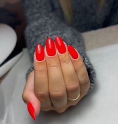 Almond Nails Red, Almond Nails Pink, November Nails, Short Gel Nails, Red Acrylic Nails, Edgy Nails, Summery Nails, Almond Acrylic Nails, Bling Acrylic Nails