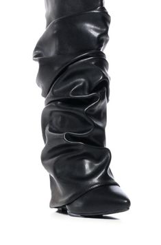 **FINAL SALE - NO EXCHANGES OR RETURNS**  Step out in style with the ZUMMA-Black Wedge Boot. Crafted from luxurious black faux leather, this timeless pointed toe boot features a contemporary ruched fold over silhouette and chic wedge heel. An elegant wardrobe staple, perfect for elevating any look!   Mid Calf Shaft Wedge Heel 14” Shaft Height 17.5" Shaft Circumference 3.75” Heel Height Wedges Heels Outfit, Black Boots Outfits, Wedge Boots Outfit, Y2k Heels, Elegant Wardrobe, Black Flat Boots, Black Wedge Boots, Fold Over Boots, Pretty Shoes Sneakers