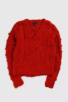 Vintage Knit Sweater 098 | Urban Outfitters Vintage Knit Sweater, Red Sweater, Vintage Knitting, Red Sweaters, And Sign, Vintage Shops, Knit Sweater, Knitted Sweaters, Urban Outfitters