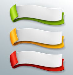 three different colored ribbons with white, green, and red ribbon on grey background illustration