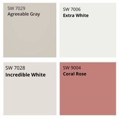 four different shades of white paint with the words sw 702, sw 703 and