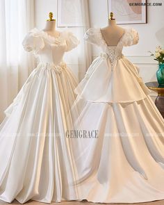 10% off now|Free shipping world-wide. Retro White Satin Ballgown Wedding Dress with Bubble Sleeves at GemGrace. Click to learn our pro custom-made service for wedding dress, formal dress. View #BallGownWeddingDresses for more ideas. Bridal Satin Ball Gown, Satin Ballgown Wedding Dress, Satin Ballgown Wedding Dresses, Satin Ballgown, Ballgown Wedding Dress, Ballgown Wedding, For Wedding Dress, Gown Wedding, Dress Formal