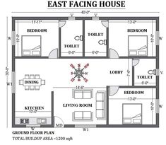 the floor plan for an east facing house