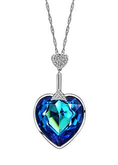 Buy Ananth Jewels Swarovski Elements Blue Austria Crystal & Rhinestone Heart Design Gold Plated Pendant Long Necklace for Women at Amazon.in Heart Pendent, Swarovski Crystal Hearts, Diamond Necklace Set, Pendent Necklace, Gold Choker Necklace, Long Chain Necklace