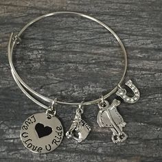 Horse Jewelry - Live Love Riding Charm Bracelet, Horse Charm Bracelet Equestrian Bracelet - Silver Plated Adjustable Bangle Expandable Wire Bangle - Fashion Bracelet Easily Opens And Closes While Retaining Its Shape, Making It Easy To Take On And Off Perfect Gift - For Cowgirls, Rodeo Girl, Horse Lovers, Equestrians Adjustable Themed Charms Jewelry, Cute Adjustable Metal Charm Bracelet, Adjustable Metal Charm Bracelet, Cute Style, Adjustable Hypoallergenic Themed Jewelry, Themed Hypoallergenic Adjustable Jewelry, Adjustable Novelty Jewelry For Personalized Gifts, Horse Charm Bracelet, Equestrian Bracelet, Rodeo Girls