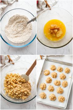 four pictures showing the steps to make cookies