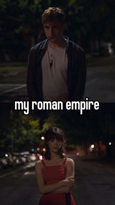 two people standing next to each other with the caption that reads, my roman empire