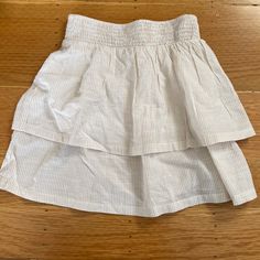 White And Beige Striped Light Weight Tiered Skirt. New With Tags. The Top Tier Is Lined (See Third Picture) But Is Still Somewhat Sheer. No Trades. White Skirted Bottoms For Beach, White Summer Daywear Skirt, White Tiered Skirt Summer Bottoms, White Tiered Skort For Summer, White Tiered Skirt For Summer, White Relaxed Skirted Bottoms, White Lined Skort For Beach, White Ruffled Skort For Summer, White Skirted Skort For Summer