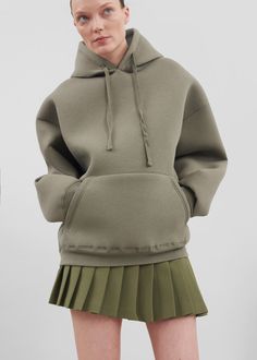 Easton Oversized Hoodie - Khaki Hoodie Runway, Mini Pleated Skirt, Hoodie Fabric, Loose Hoodie, The Frankie Shop, Frankie Shop, Oversized Hoodie, Cotton Hoodie, Oversize Hoodie