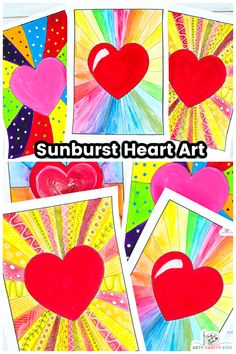 the sunburst heart art project is an easy and fun activity for kids to do