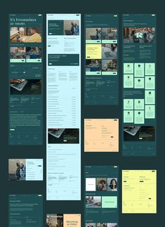 an image of a web page with many different layouts and color options on it