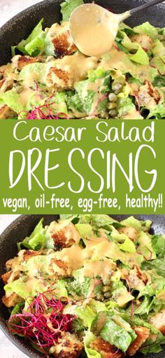 caesar salad dressing in a cast iron skillet