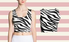 Crop Top Zebra print cropped Yoga Running dance belly carnival circus Shirts fancy black white striped stripes animal printed active wear White Zebra Print Casual Tops, Trendy Long Sleeve Zebra Print Tops, Circus Shirts, Fitted Black Zebra Print Top, Zebra Print Crop Top, Plus Size Zebra Top, Carnival Circus, Crop Shirt, Fashion Wear