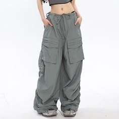 Product information: Fabric name: Polyester. SpandexStyle: Casual/Street/Hip Pop/Punk/Vintage/Y2K/Preppy Pant type: straight tube type Pant length: Long pants Waist type: high waist Color: green. black Main fabric component 2 content: 80% (included) -90% (not included)Description:This pair of Ruched Y2K Baggy Cargo Pants is crafted from a blend of polyester and spandex. and boasts a vintage. Y2K-inspired style. It features a straight tube type and a high-waisted silhouette. and comes in colors of green and black. The composition contains up to 80% of the main fabric component.Size Information: Size: M/L/XL/XXL/3XL Size：cm Lenght Hip Waist M 100 104 70 L 101 108 72 XL 102 112 74 2XL 103 116 76 3XL 104 120 78 Preppy Pants, 90s Fashion Grunge, Baggy Cargo Pants, Skirt And Sneakers, Y2k Outfits, Baggy Pant, Type Of Pants, Casual Style Outfits, Dress And Heels