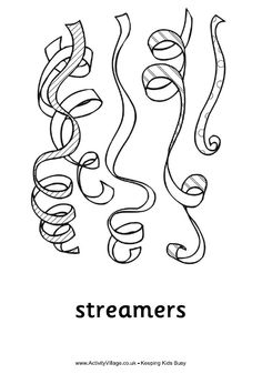 a black and white drawing of streamers with the word'streamers'in it