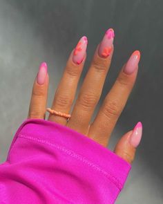 TRENDY SUMMER NAILS 2022 | JULY NAILS Tropical Nails, Broken Nails, Summery Nails, Her Nails, Almond Nails Designs, Summer Acrylic Nails, Nail Nail, Beach Nails, Orange Nails