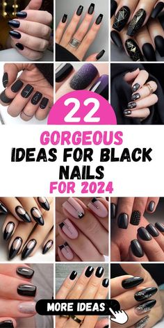 Unleash your creativity with "Black Nails Ideas" for 2024. Our selection includes everything from minimalistic matte black nails to elaborate nail art masterpieces. Whether you prefer short, natural nails or long, dramatic extensions, our ideas cater to every taste. Elevate your style with these trendy and inspirational black nail designs, each reflecting a unique artistic vision and contemporary elegance. Black Nails Ideas, Black Nails Short, Classy Black Nails, Black Nail Ideas, Short Natural Nails, Black Ombre Nails, Concert Nails, Black Gel Nails