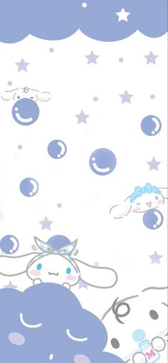 an image of a cartoon sheep with bubbles in the sky and stars on the ground