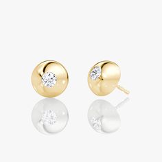 This Dome Stud offers a vintage-inspired alternative to traditional studs. 14k solid gold dome encircles an inlay set VRAI created diamond. Pendant Design, Drop Pendant, Retro Chic, Diamond Pendant, Oval Cut, Round Brilliant, Solid Gold, Classic Style, Vintage Inspired