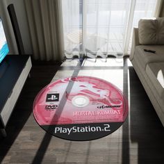 a glass table with a dvd on it